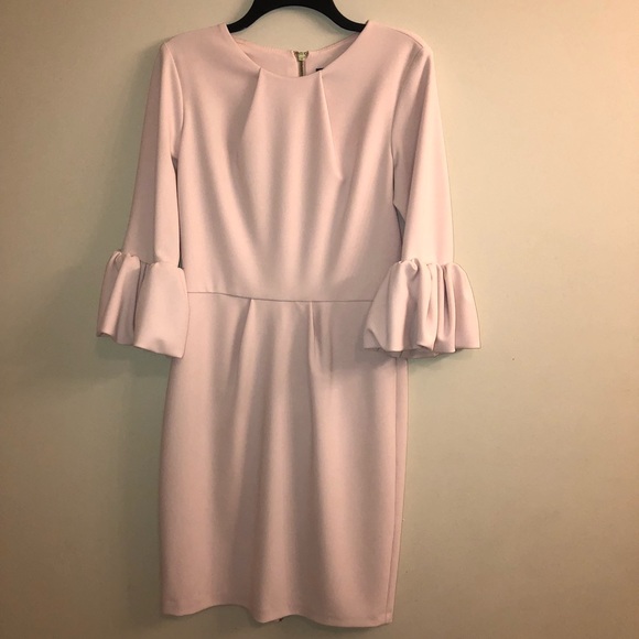 Betsy Adam pink dress bell sleeve pencil zipper 10 - Picture 6 of 9